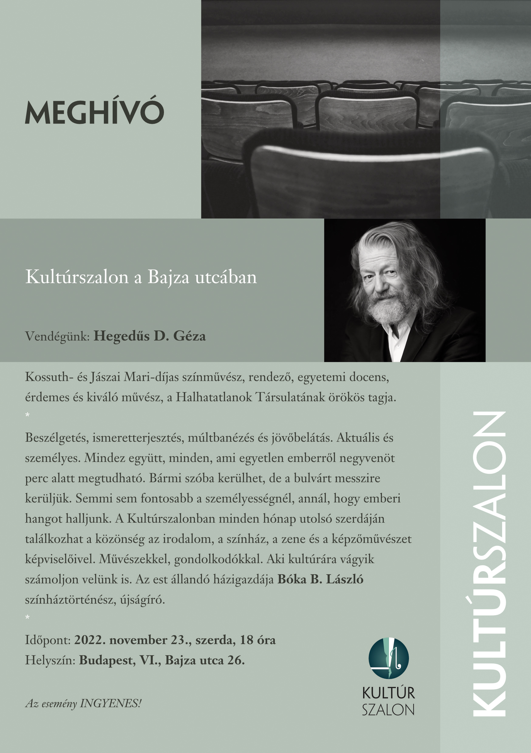 Meghívó - Kultúrszalon; Hegedus D. Geza